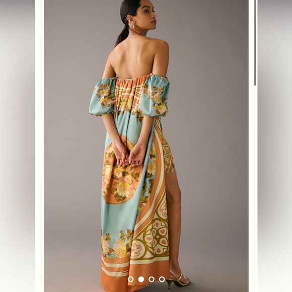 Anthropologie x Vineet Bahl Strapless Printed Cape Dress NWOT - Picture 2 of 9